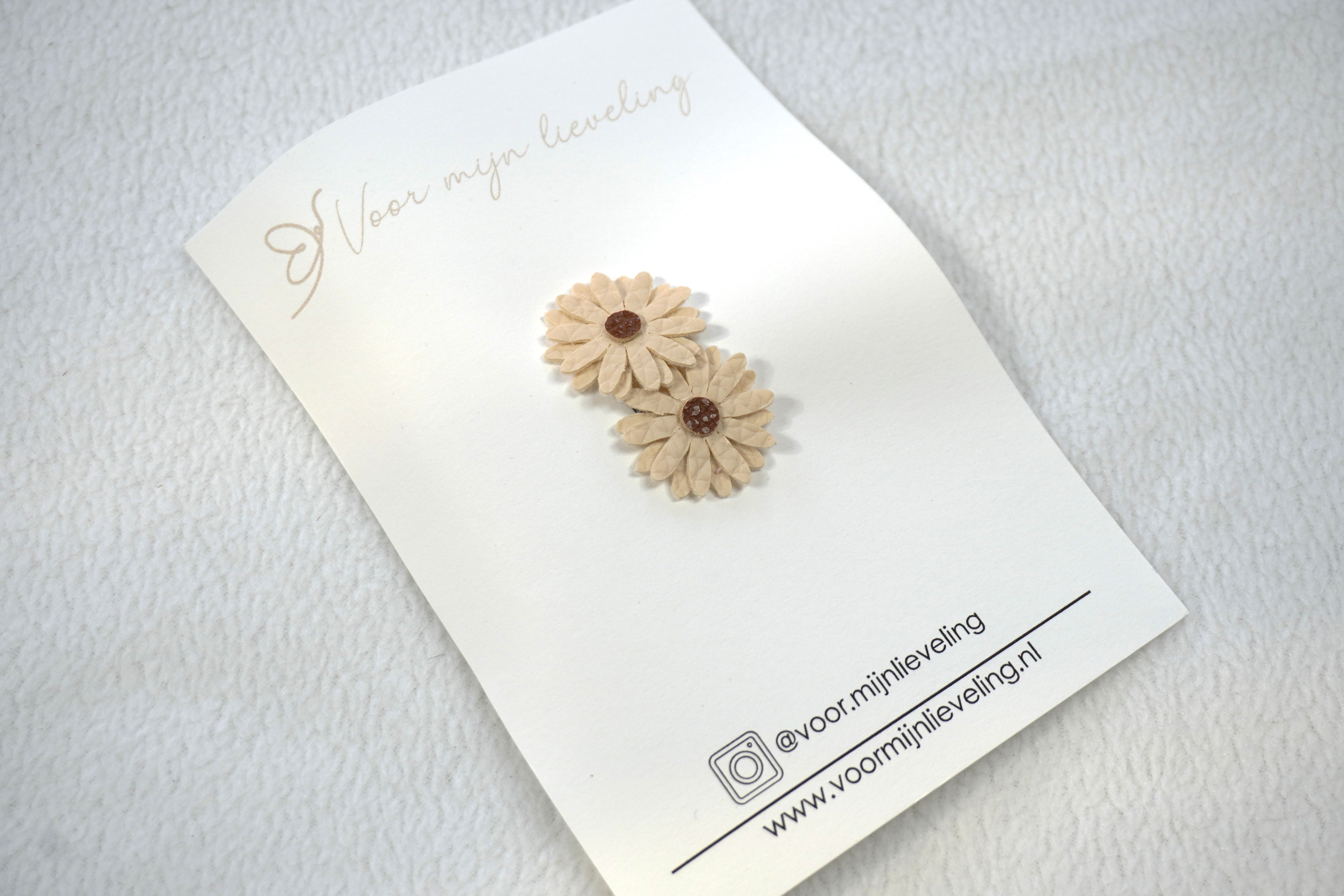 Antislipspeldje "Leather flower beige - bruin"