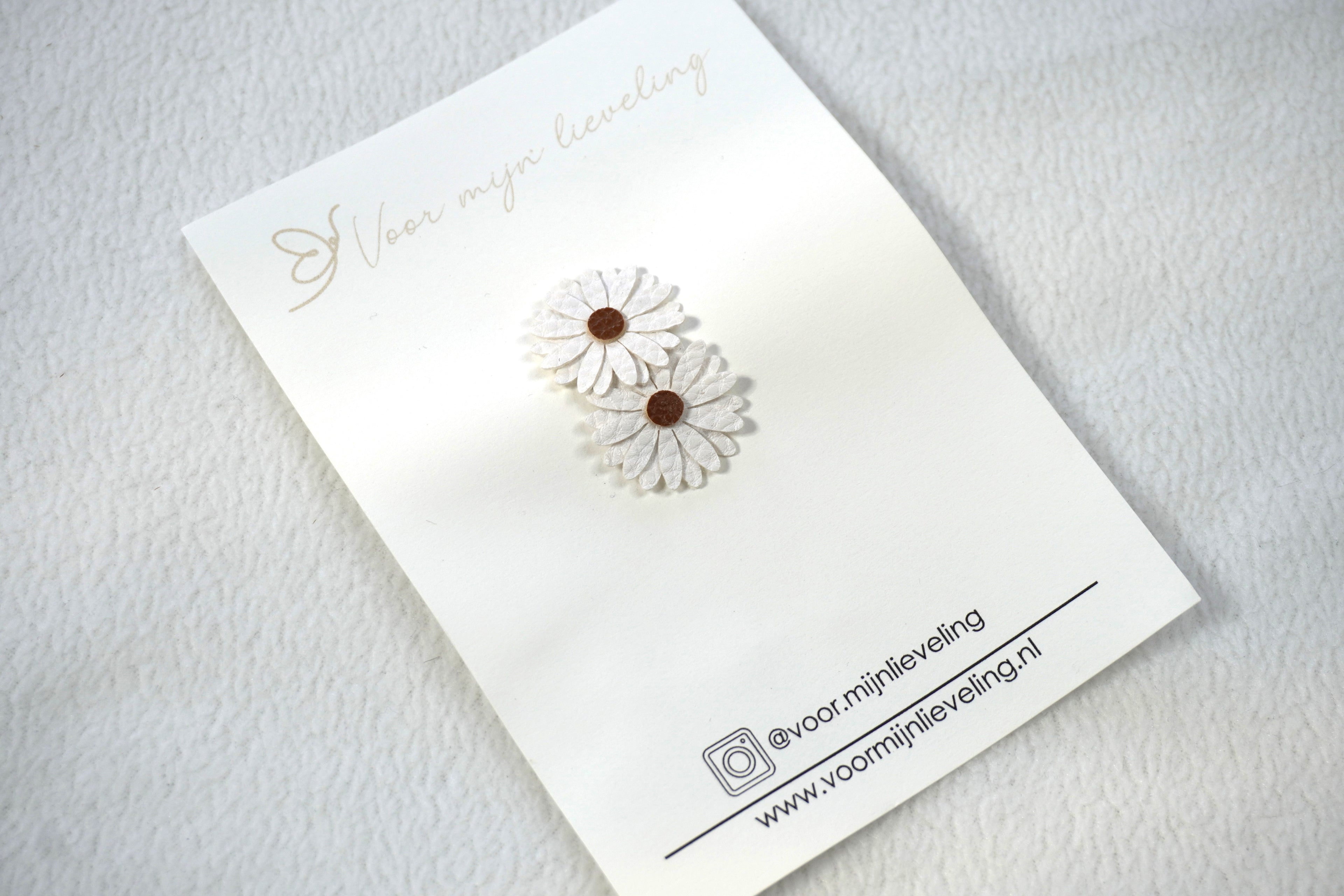Antislipspeldje "Leather flower wit - bruin"