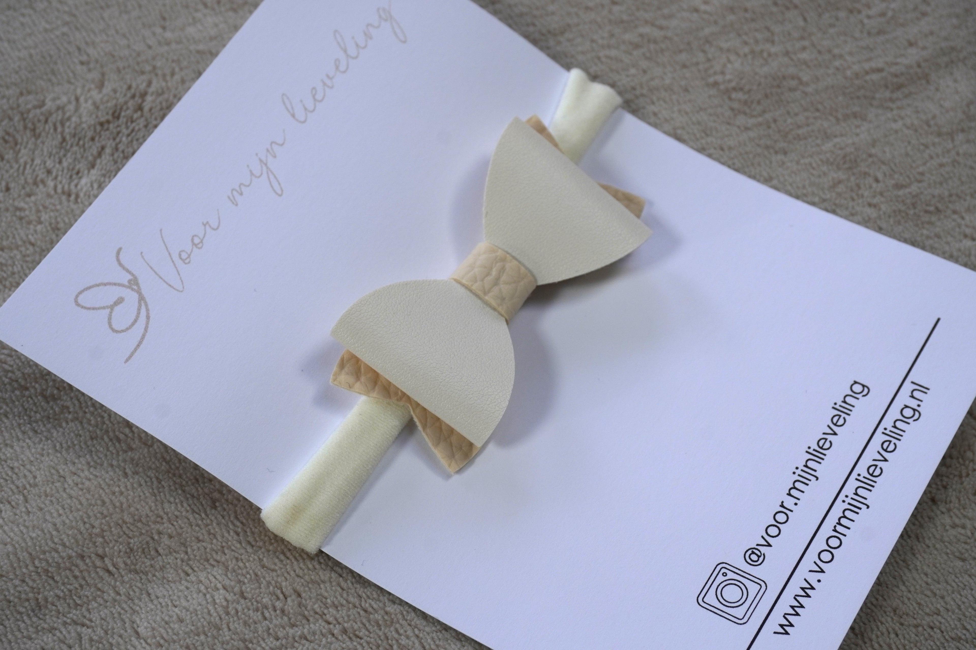 Baby haarbandje "strik wit / beige"