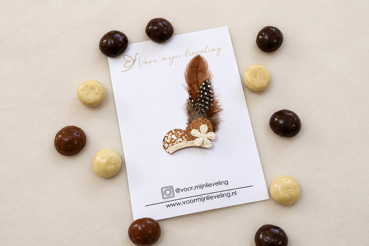 Sinterklaas haarspeldje Pietenmuts – Bruin & Beige