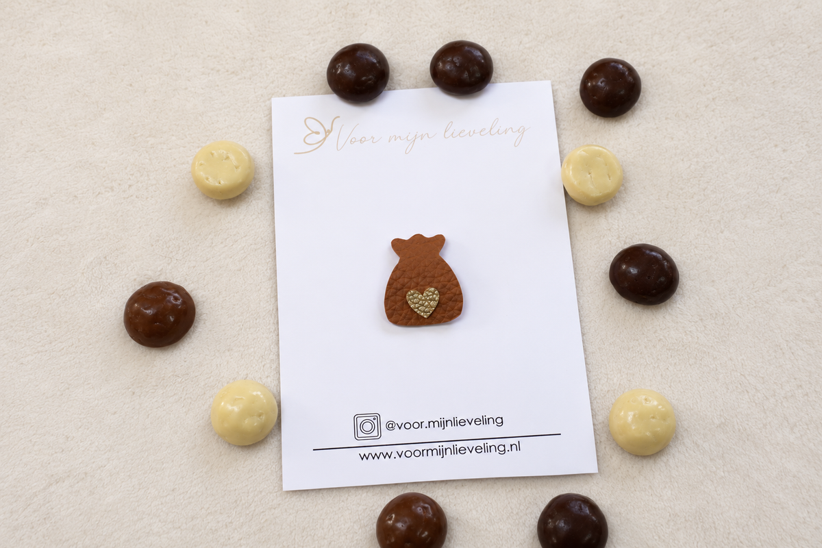 Sinterklaas haarspeldje Jutezakje – Bruin & Goud