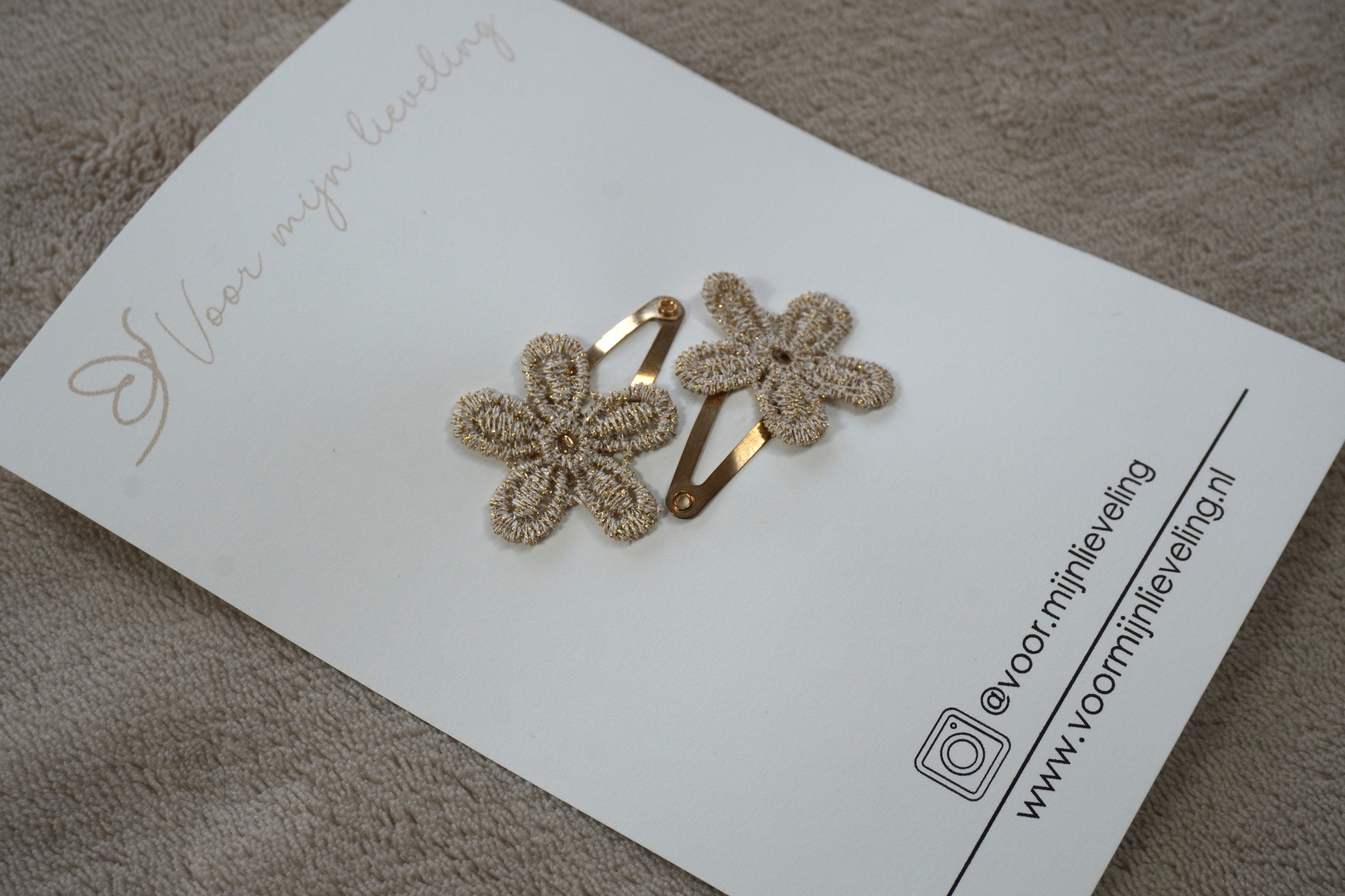 Duo klikklak - Bloemetje goud (groot) (3cm)