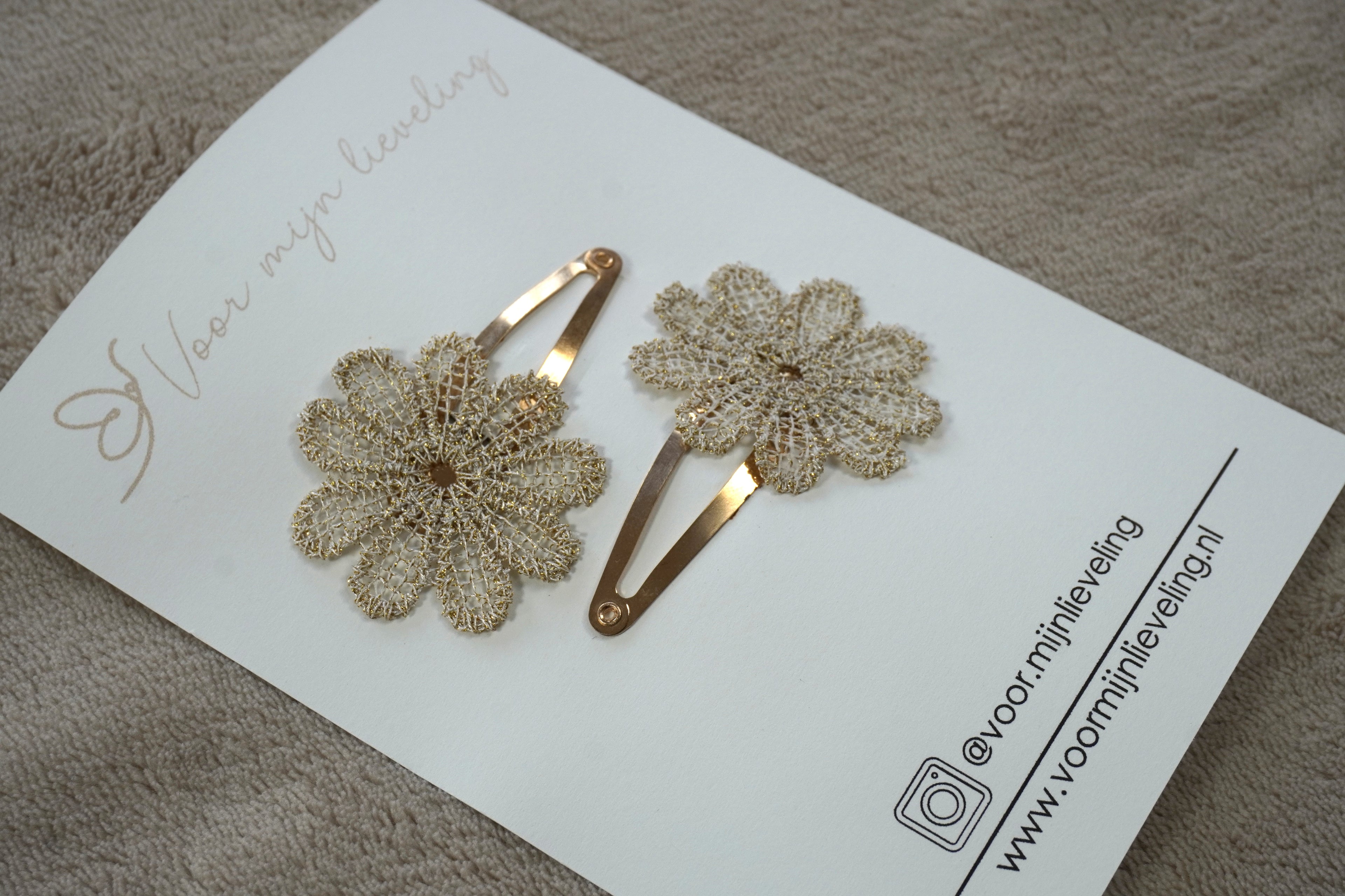 Duo klikklak - Bloem goud groot (5cm)