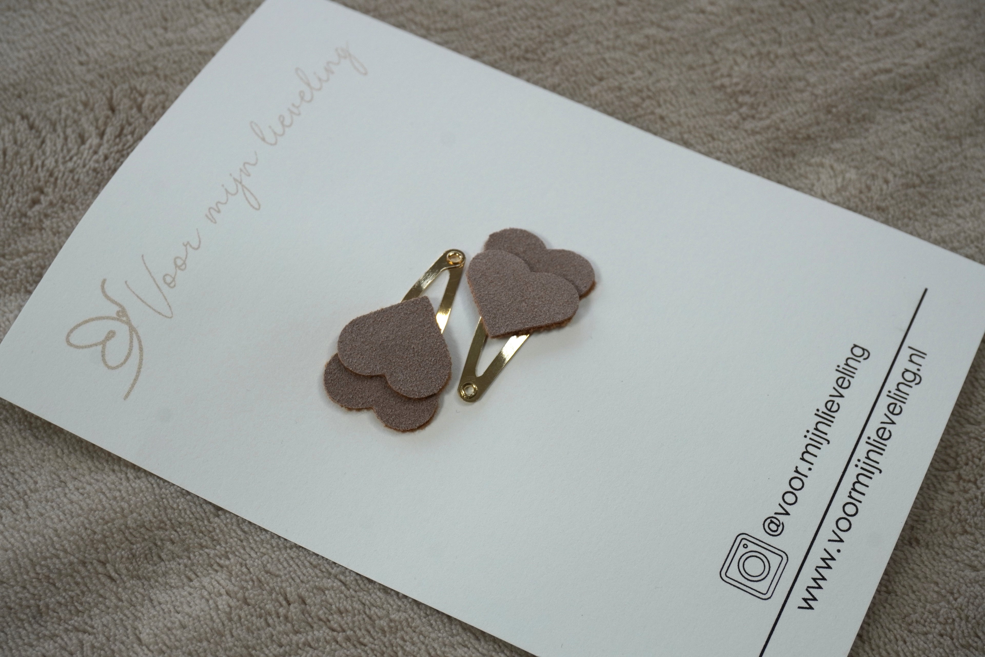 Duo klikklak - Faux leather hearts paars (3cm)