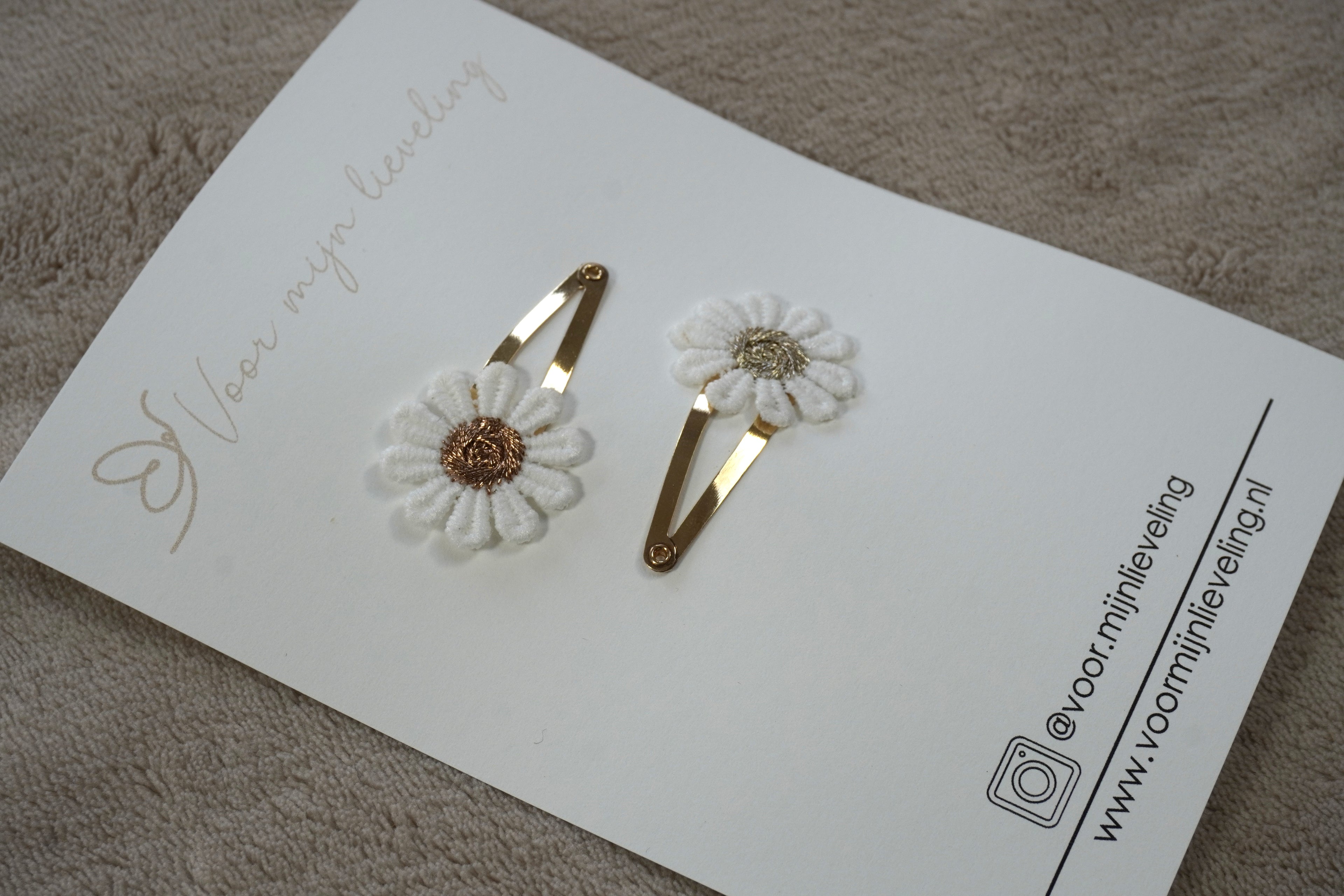 Duo klikklak - Madeliefje brons & goud (4cm)