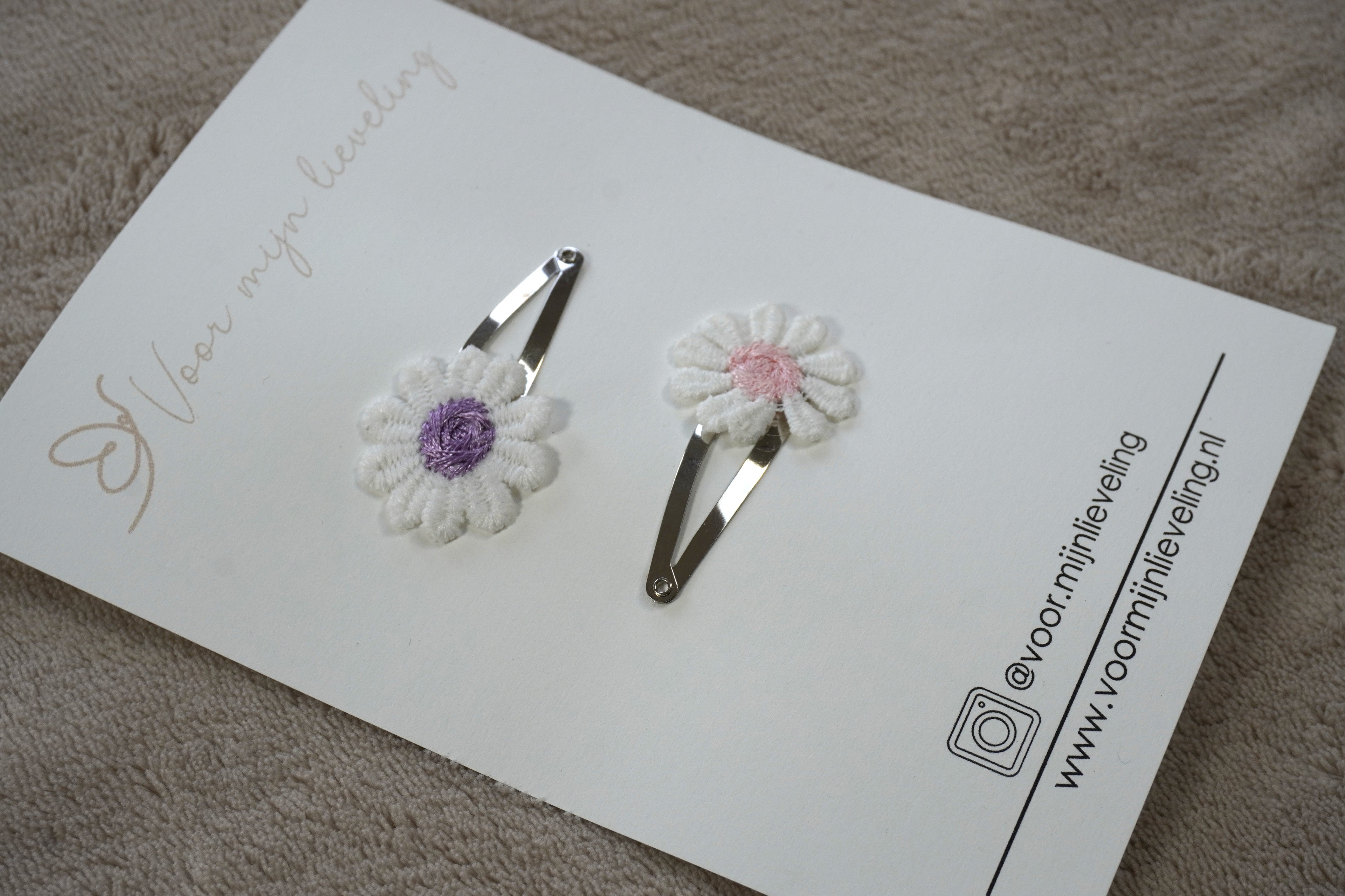 Duo klikklak - Madeliefje paars & roze (4cm)