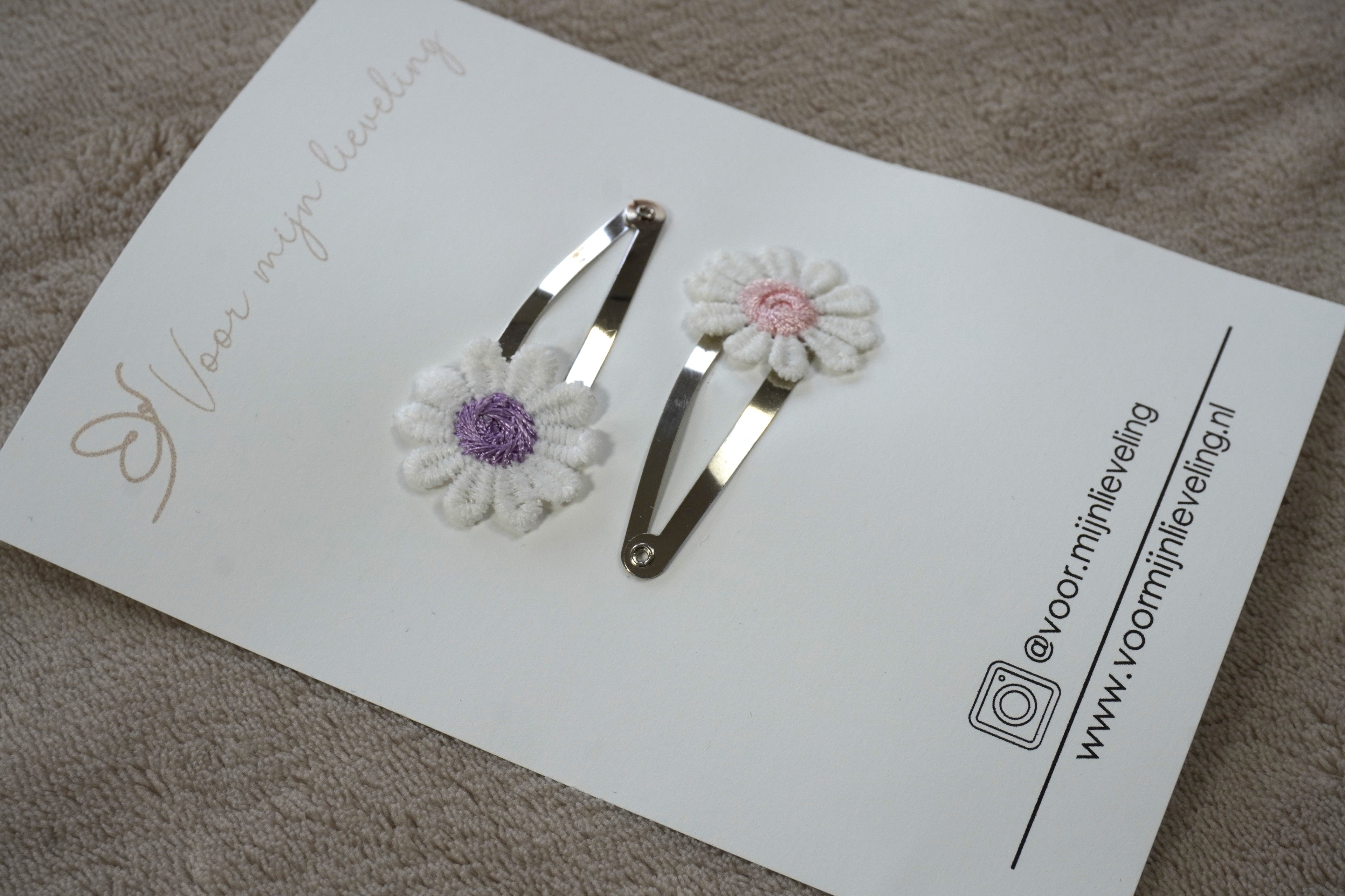 Duo klikklak - Madeliefje paars & roze (5cm)