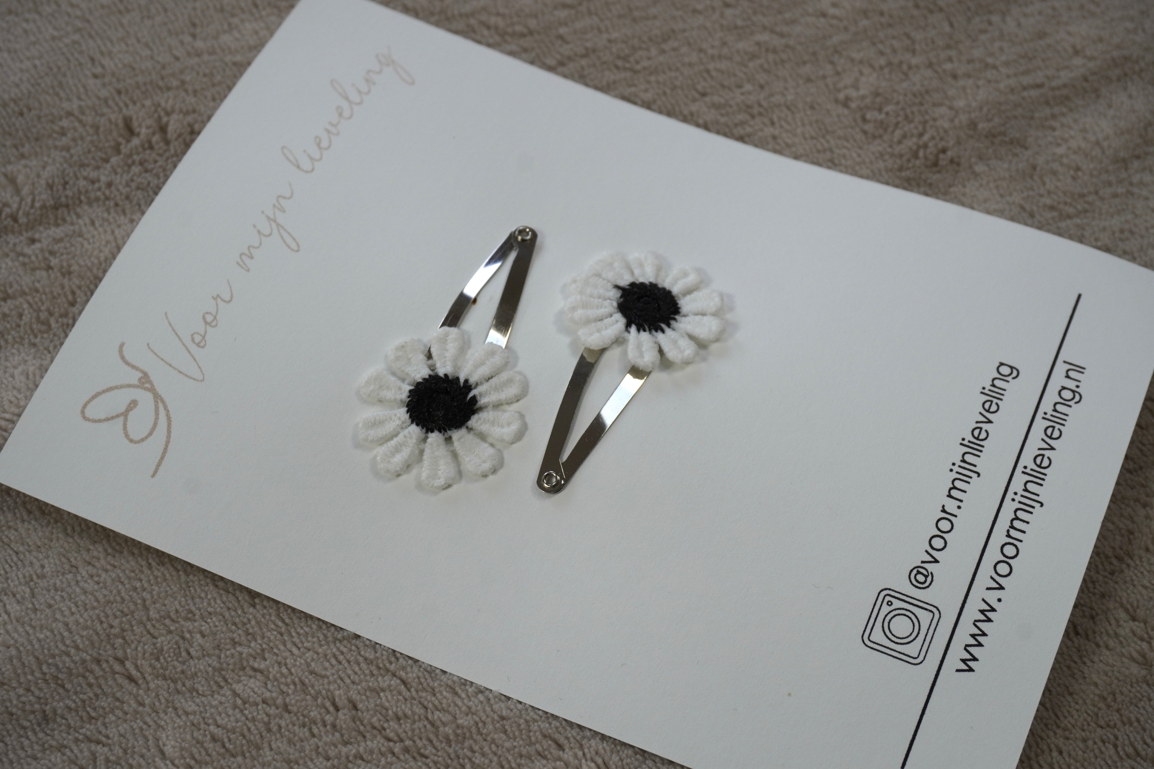 Duo klikklak - Madeliefje zwart (4cm)