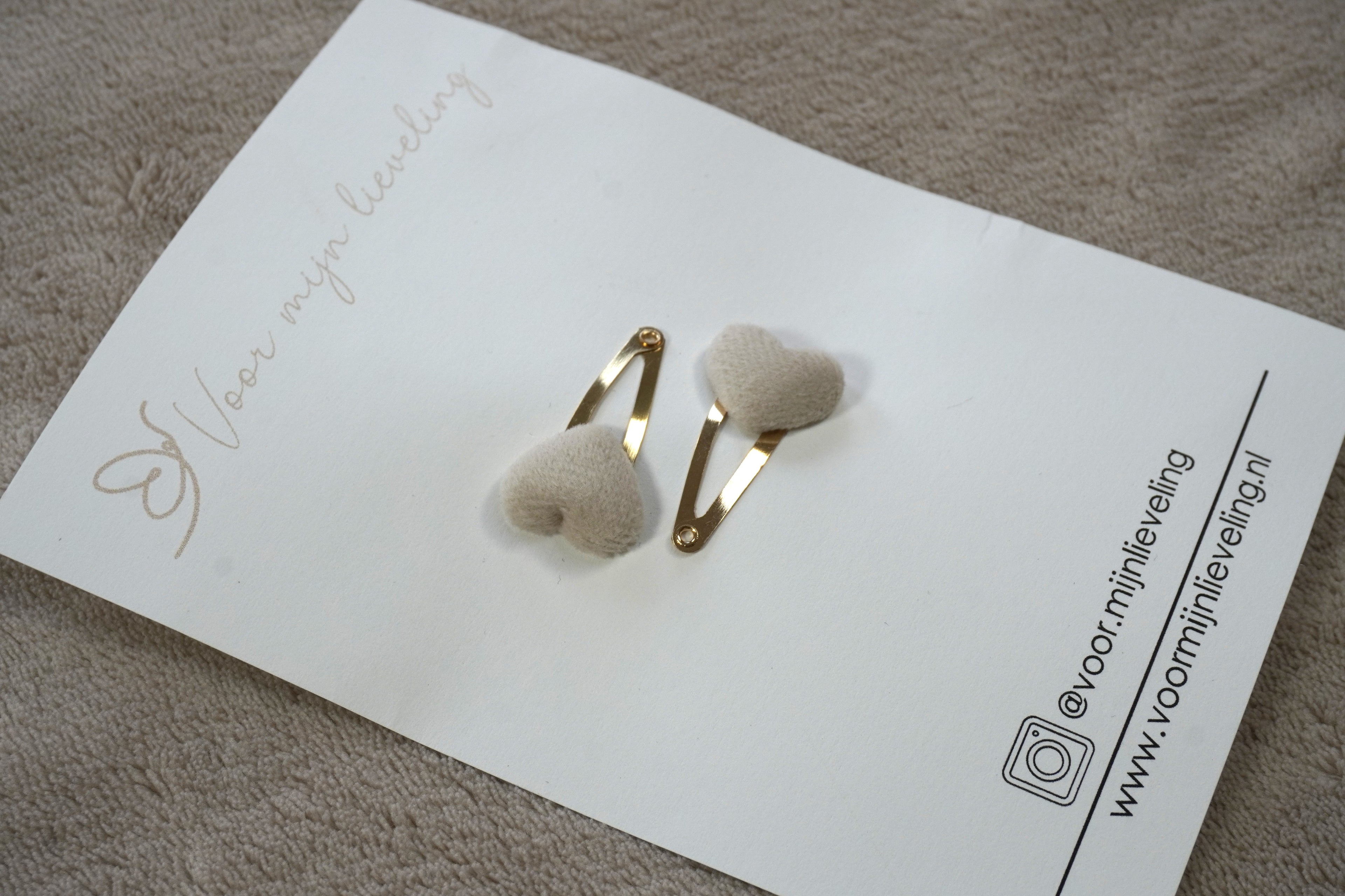 Duo klikklak - Velvet heart beige (3cm)