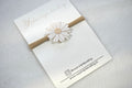 Baby haarbandje "Leather flower wit - beige"