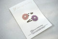 Duo klikklak -  "Leather flower paars & roze" (4cm)