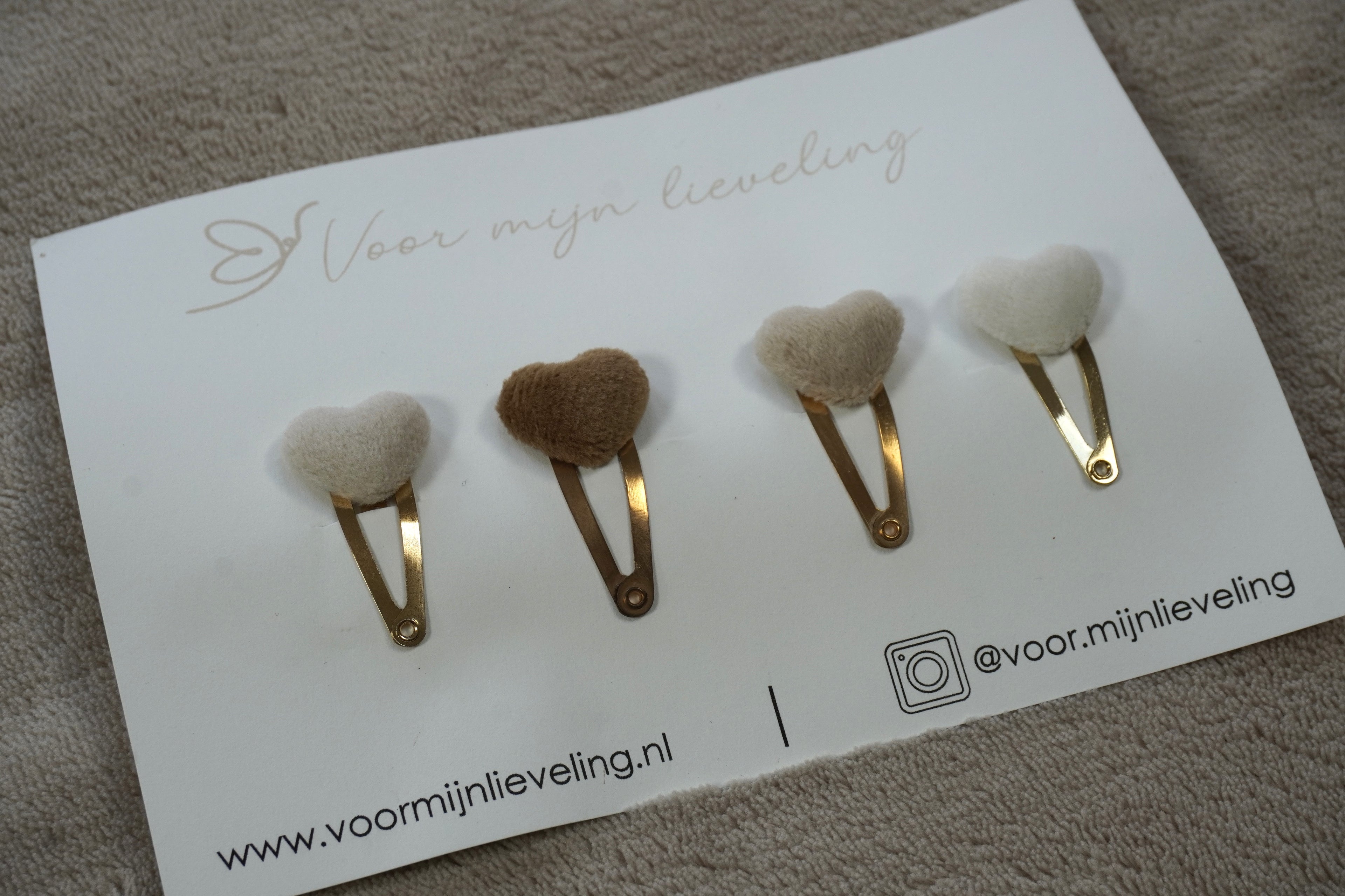Luxe setje haarspeldjes "Velvet hearts" (3cm)